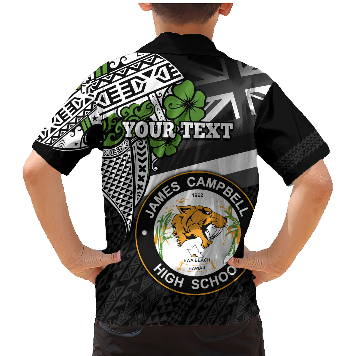 Hawaii James Campbell High School Family Matching Mermaid Dress and Hawaiian Shirt Kakau Pattern Black Version LT03 - Polynesian Pride