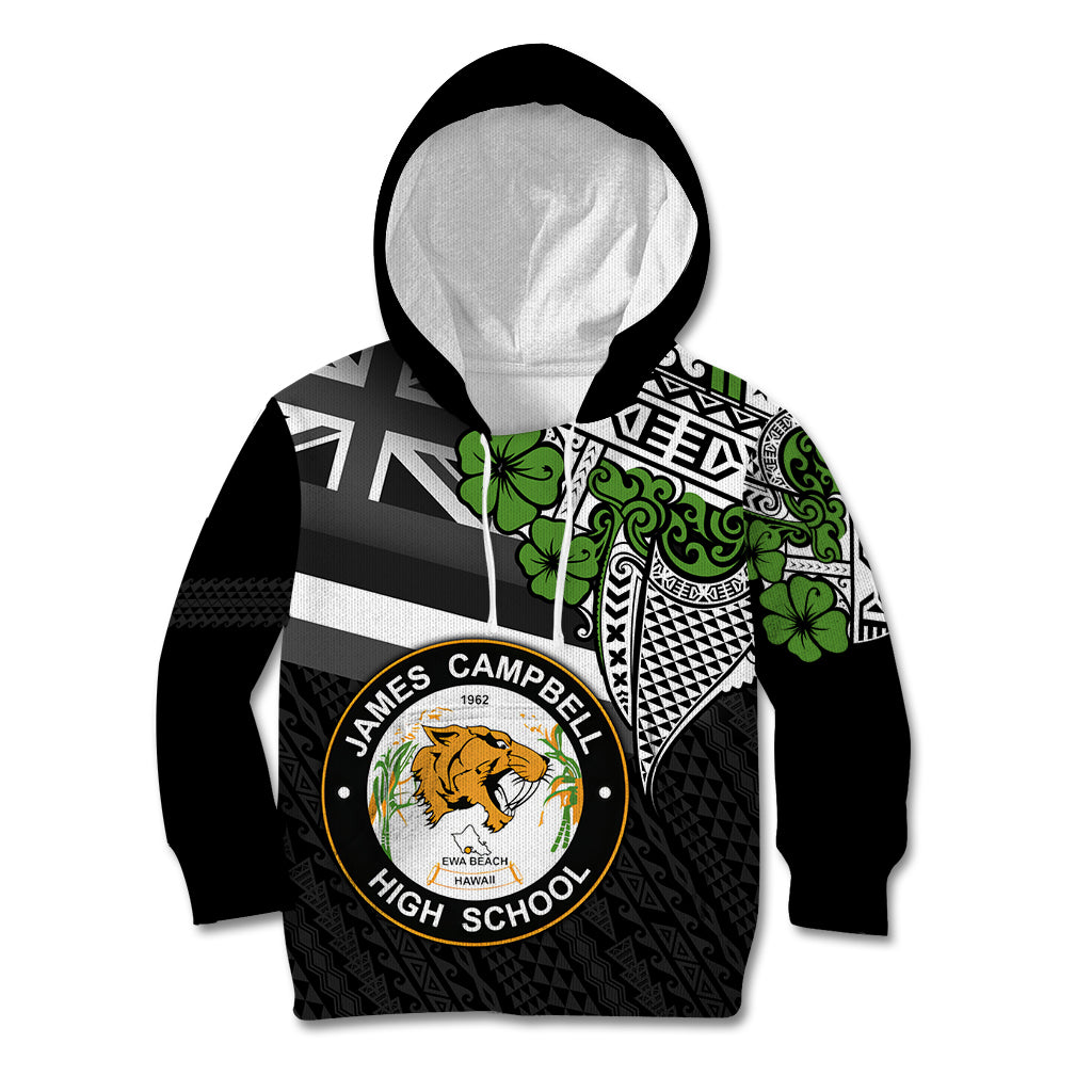 Hawaii James Campbell High School Kid Hoodie Kakau Pattern Black Version LT03 Hoodie Black - Polynesian Pride