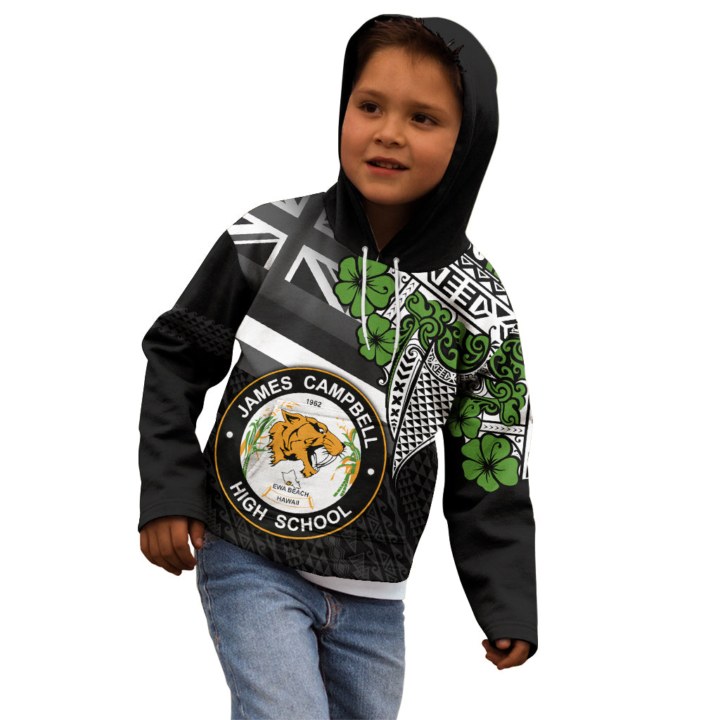 Hawaii James Campbell High School Kid Hoodie Kakau Pattern Black Version LT03 - Polynesian Pride
