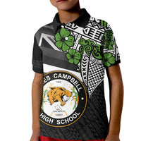 Hawaii James Campbell High School Kid Polo Shirt Kakau Pattern Black Version LT03 Kid Black - Polynesian Pride