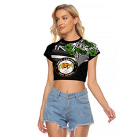 Hawaii James Campbell High School Raglan Cropped T Shirt Kakau Pattern Black Version LT03 Female Black - Polynesian Pride