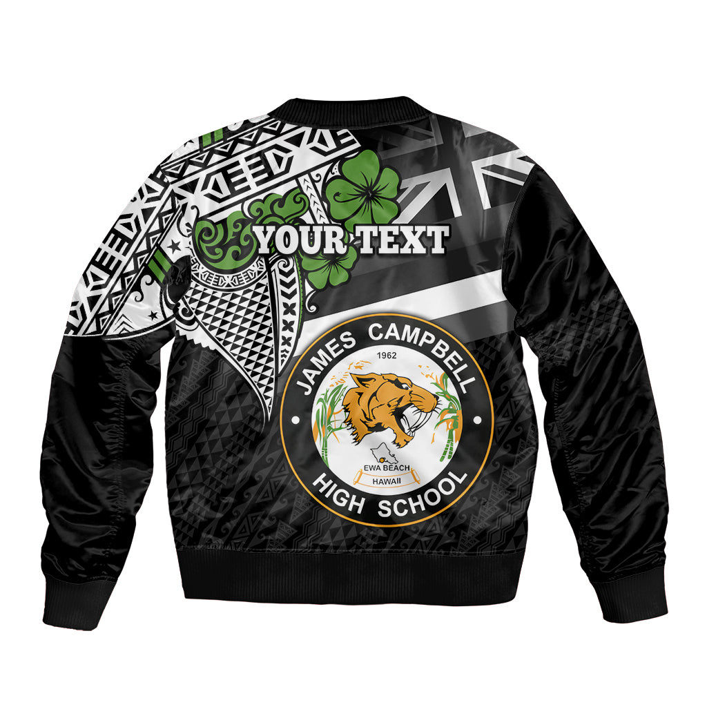 Hawaii James Campbell High School Sleeve Zip Bomber Jacket Kakau Pattern Black Version LT03 - Polynesian Pride