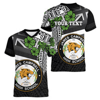 Hawaii James Campbell High School Women V Neck T Shirt Kakau Pattern Black Version LT03 - Polynesian Pride