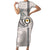 Custom Hawaii James Campbell High School Short Sleeve Bodycon Dress Tribal Kakau Pattern LT03 Long Dress White - Polynesian Pride