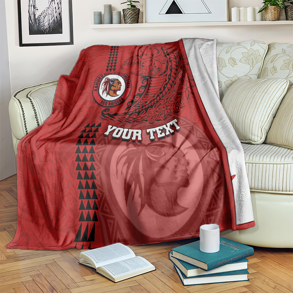 Hawaii Kahuku High & Intermediate School Blanket Tribal Kakau Pattern LT03 - Polynesian Pride