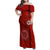 Hawaii Kahuku High & Intermediate School Family Matching Off Shoulder Maxi Dress and Hawaiian Shirt Tribal Kakau Pattern LT03 Mom's Dress Red - Polynesian Pride