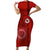 Hawaii Kahuku High & Intermediate School Family Matching Short Sleeve Bodycon Dress and Hawaiian Shirt Tribal Kakau Pattern LT03 Mom's Dress Red - Polynesian Pride