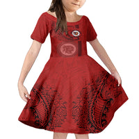 Hawaii Kahuku High & Intermediate School Kid Short Sleeve Dress Tribal Kakau Pattern LT03 KID Red - Polynesian Pride