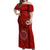 Hawaii Kahuku High & Intermediate School Off Shoulder Maxi Dress Tribal Kakau Pattern LT03 Women Red - Polynesian Pride