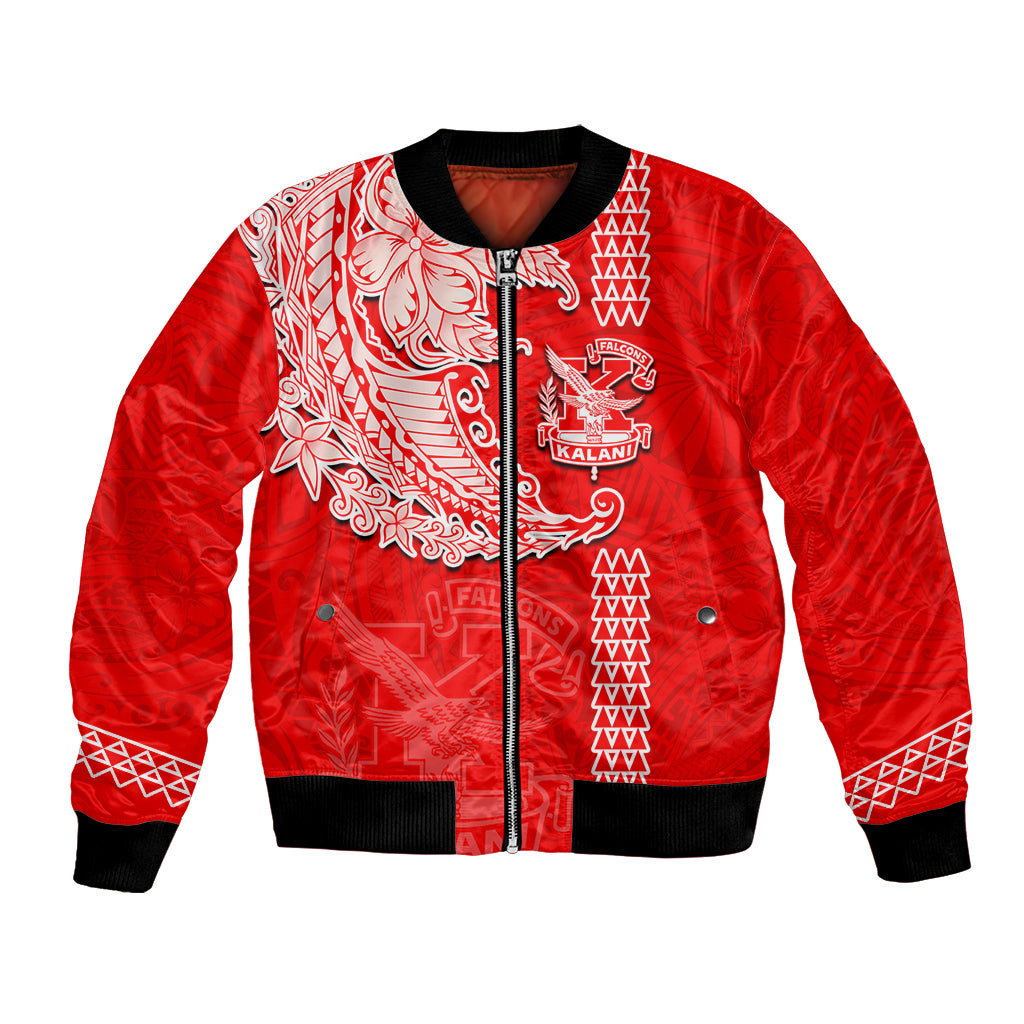 Hawaii Kalani High School Bomber Jacket Tribal Kakau Pattern LT03 Unisex Red - Polynesian Pride