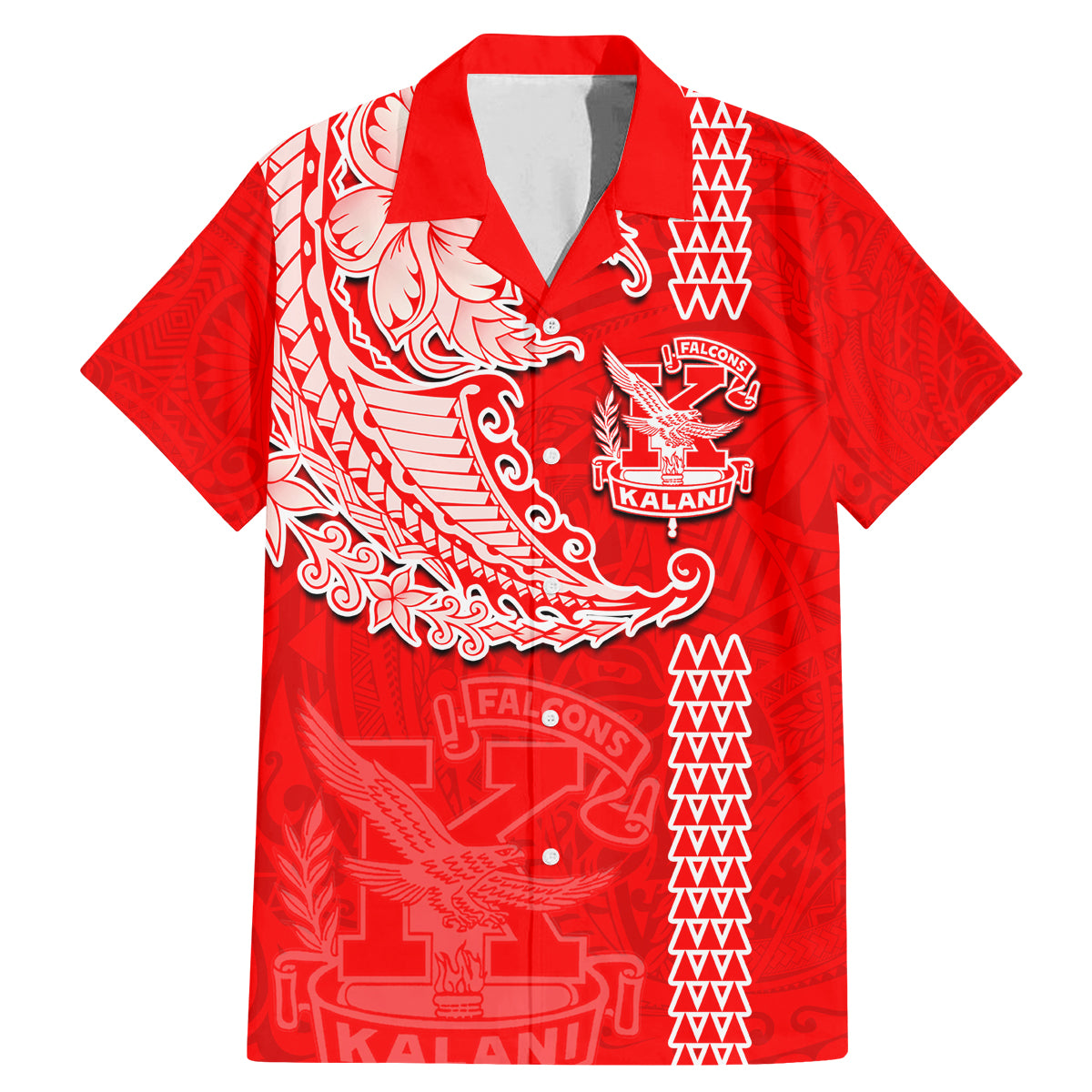 Hawaii Kalani High School Family Matching Mermaid Dress and Hawaiian Shirt Tribal Kakau Pattern LT03 Dad's Shirt - Short Sleeve Red - Polynesian Pride
