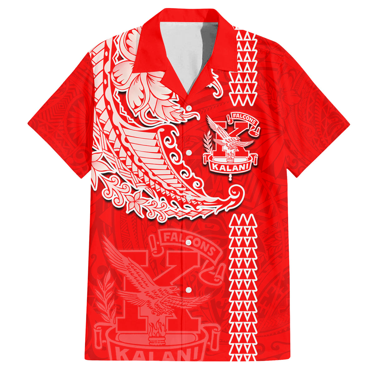 Hawaii Kalani High School Family Matching Tank Maxi Dress and Hawaiian Shirt Tribal Kakau Pattern LT03 Dad's Shirt - Short Sleeve Red - Polynesian Pride