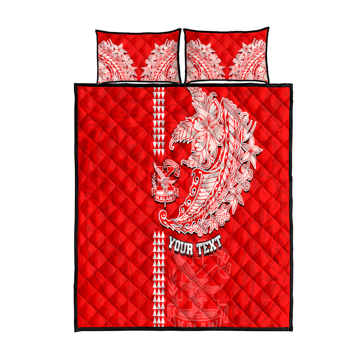 Hawaii Kalani High School Quilt Bed Set Tribal Kakau Pattern LT03 Red - Polynesian Pride