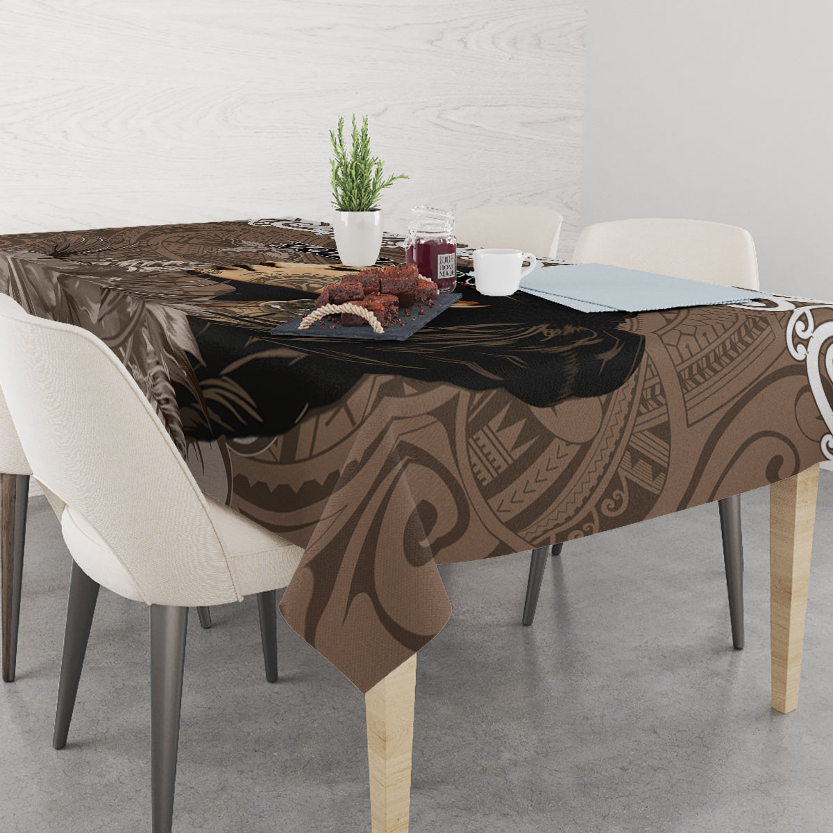 Custom New Zealand Womens Day Tablecloth Traditional Maori Woman Polynesian Pattern Brown Color LT03 - Polynesian Pride