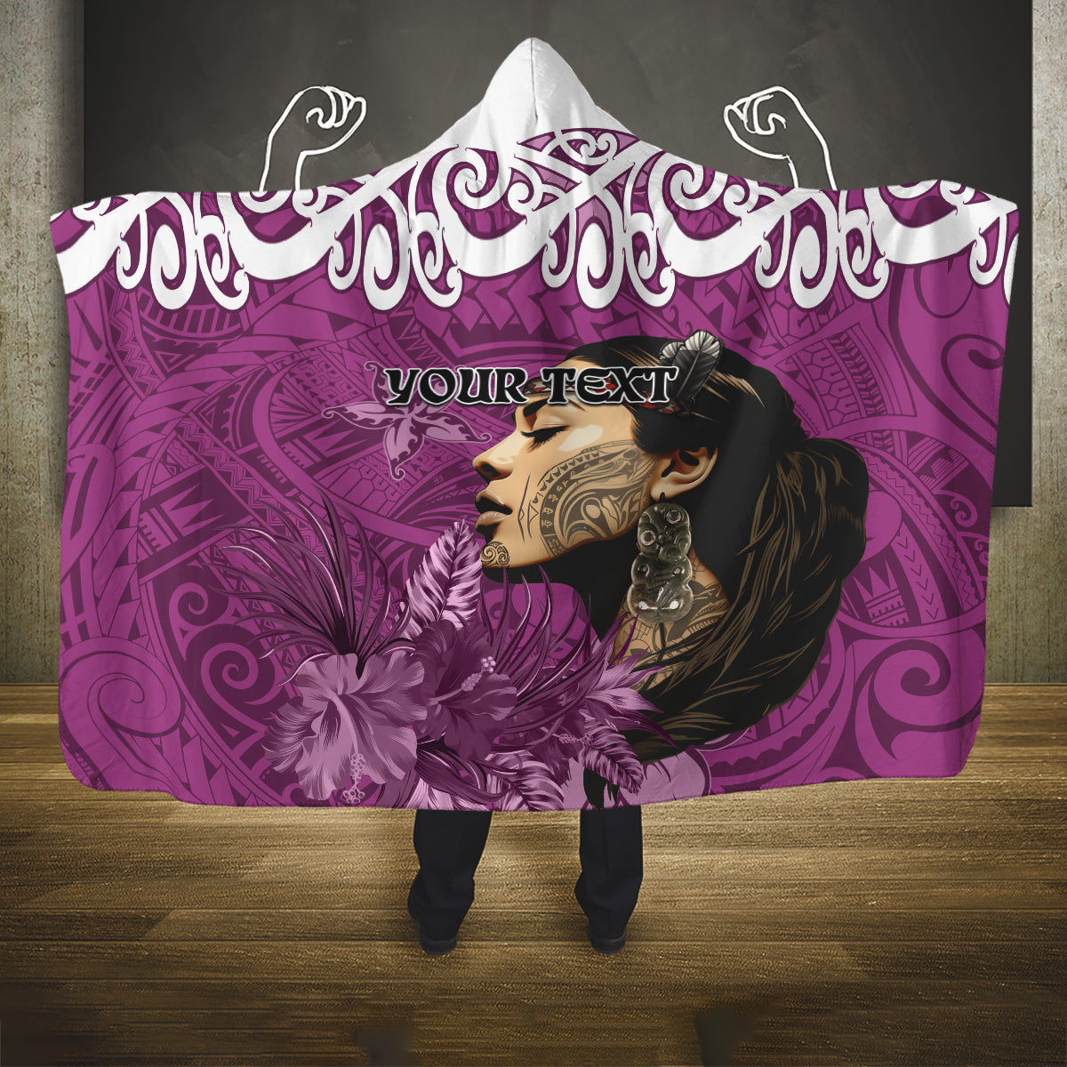 Custom New Zealand Womens Day Hooded Blanket Traditional Maori Woman Polynesian Pattern Pink Color LT03 One Size Pink - Polynesian Pride