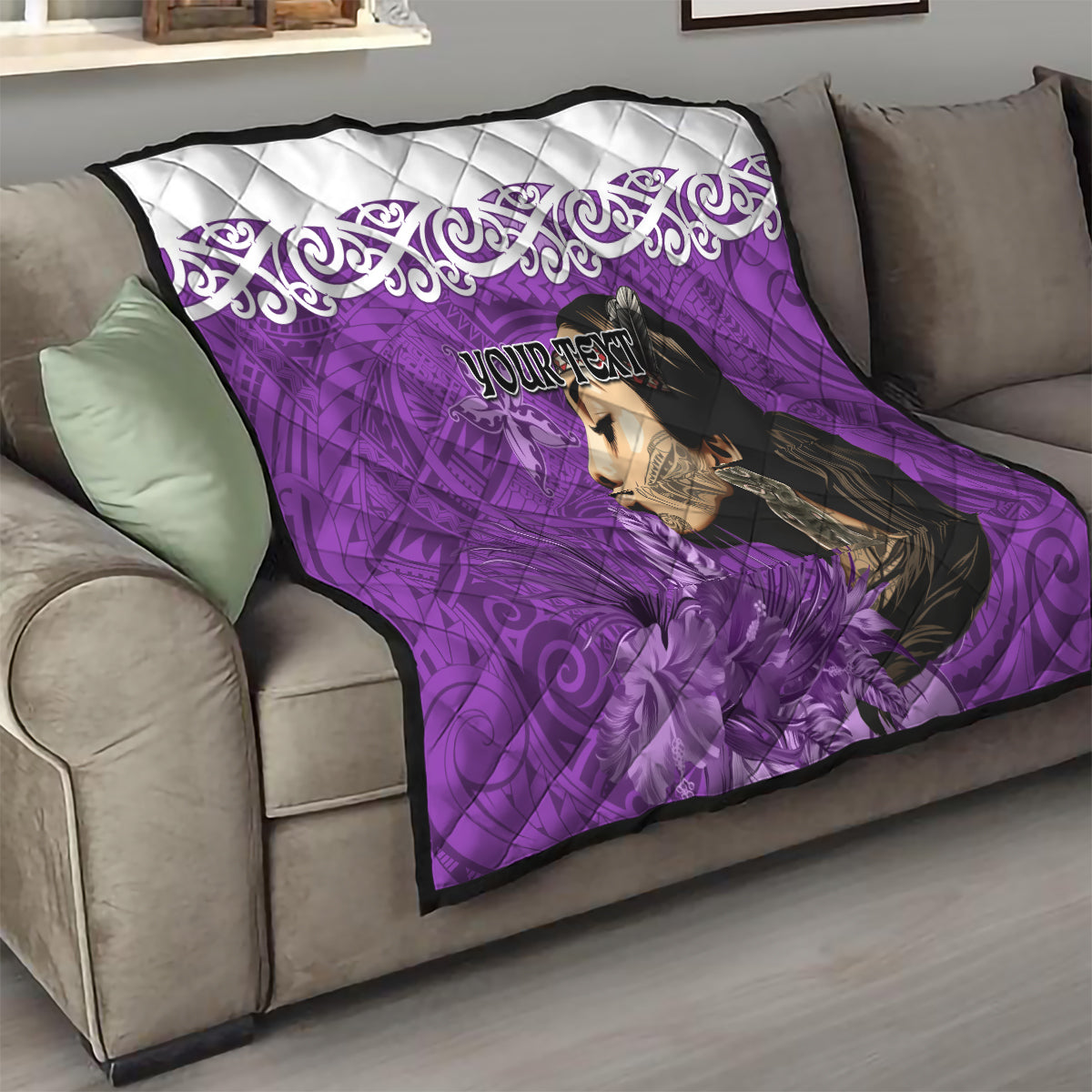 Custom New Zealand Womens Day Quilt Traditional Maori Woman Polynesian Pattern Purple Color LT03 - Polynesian Pride