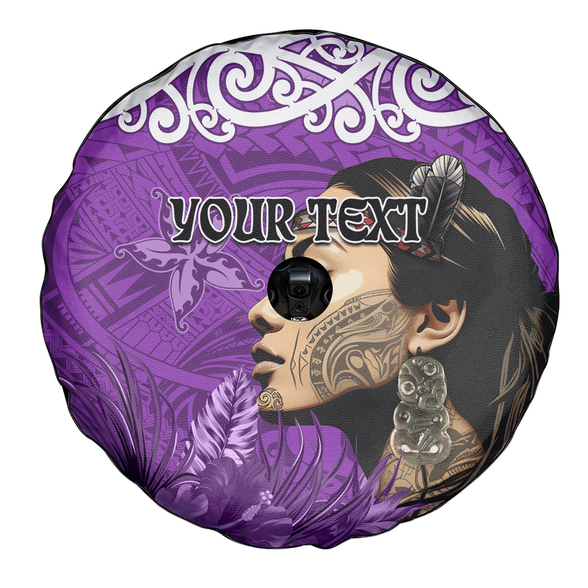 Custom New Zealand Womens Day Spare Tire Cover Traditional Maori Woman Polynesian Pattern Purple Color LT03 - Polynesian Pride