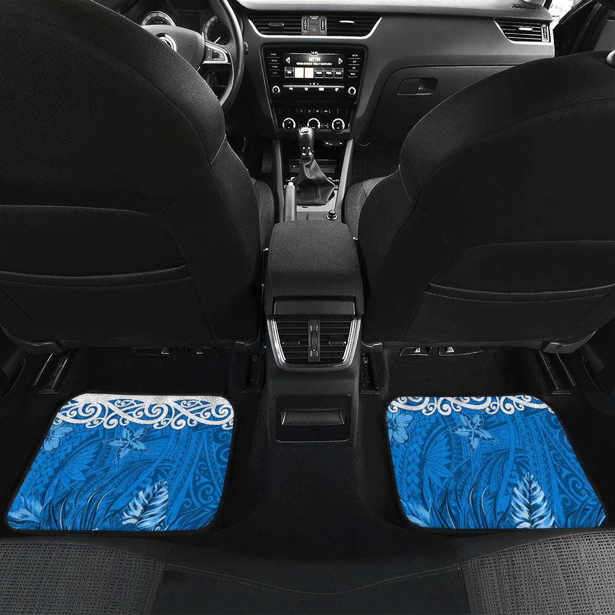 Custom New Zealand Womens Day Car Mats Traditional Maori Woman Polynesian Pattern Blue Color LT03 - Polynesian Pride
