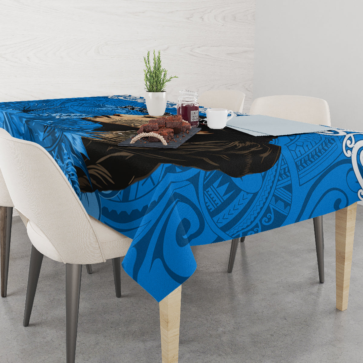 Custom New Zealand Womens Day Tablecloth Traditional Maori Woman Polynesian Pattern Blue Color LT03 - Polynesian Pride