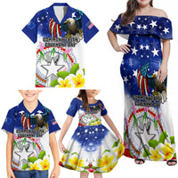 Custom Northern Mariana Islands Commonwealth Covenant Day Family Matching Off Shoulder Maxi Dress and Hawaiian Shirt Plumeria Flower Splash Style LT03 - Polynesian Pride
