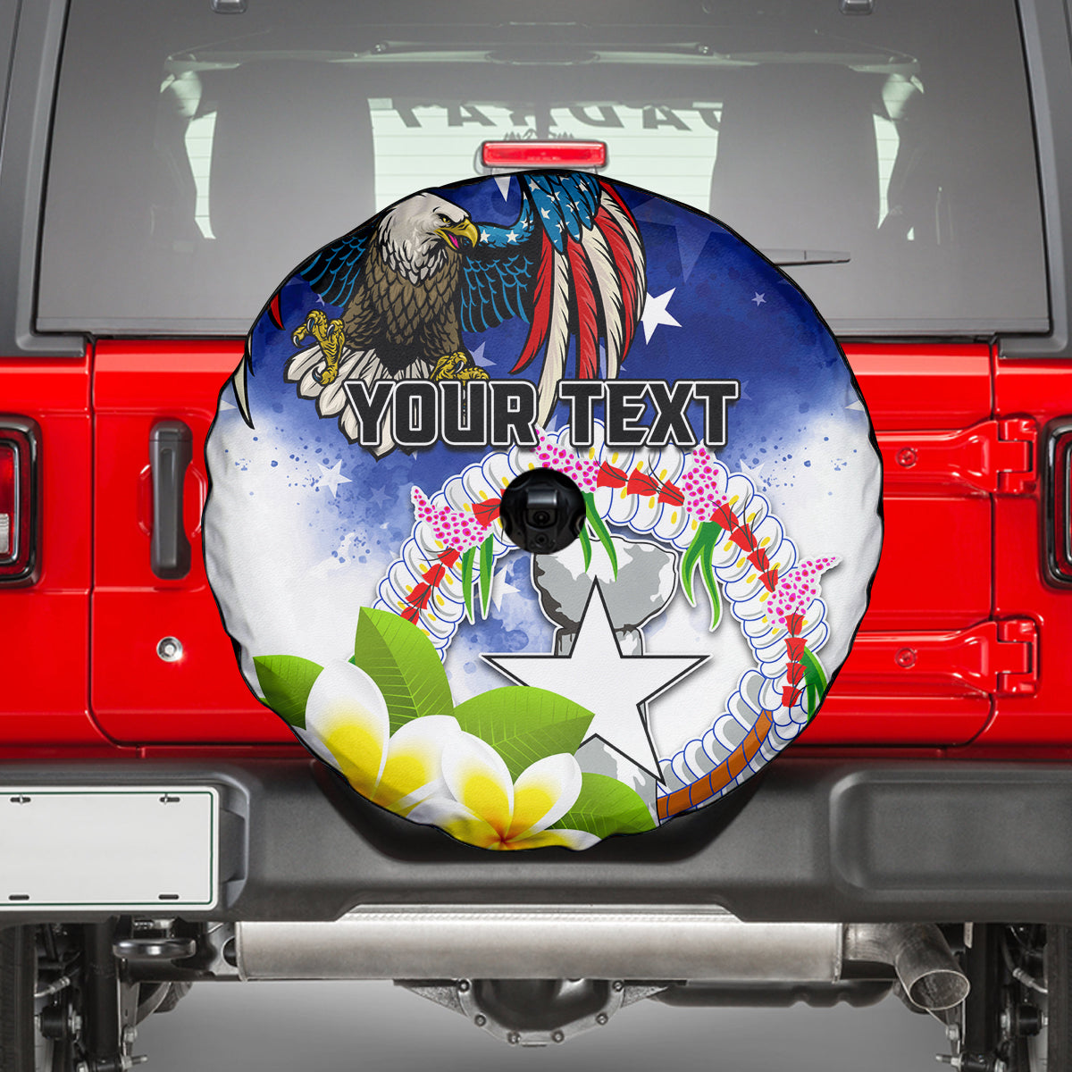 Custom Northern Mariana Islands Commonwealth Covenant Day Spare Tire Cover Plumeria Flower Splash Style LT03 - Polynesian Pride