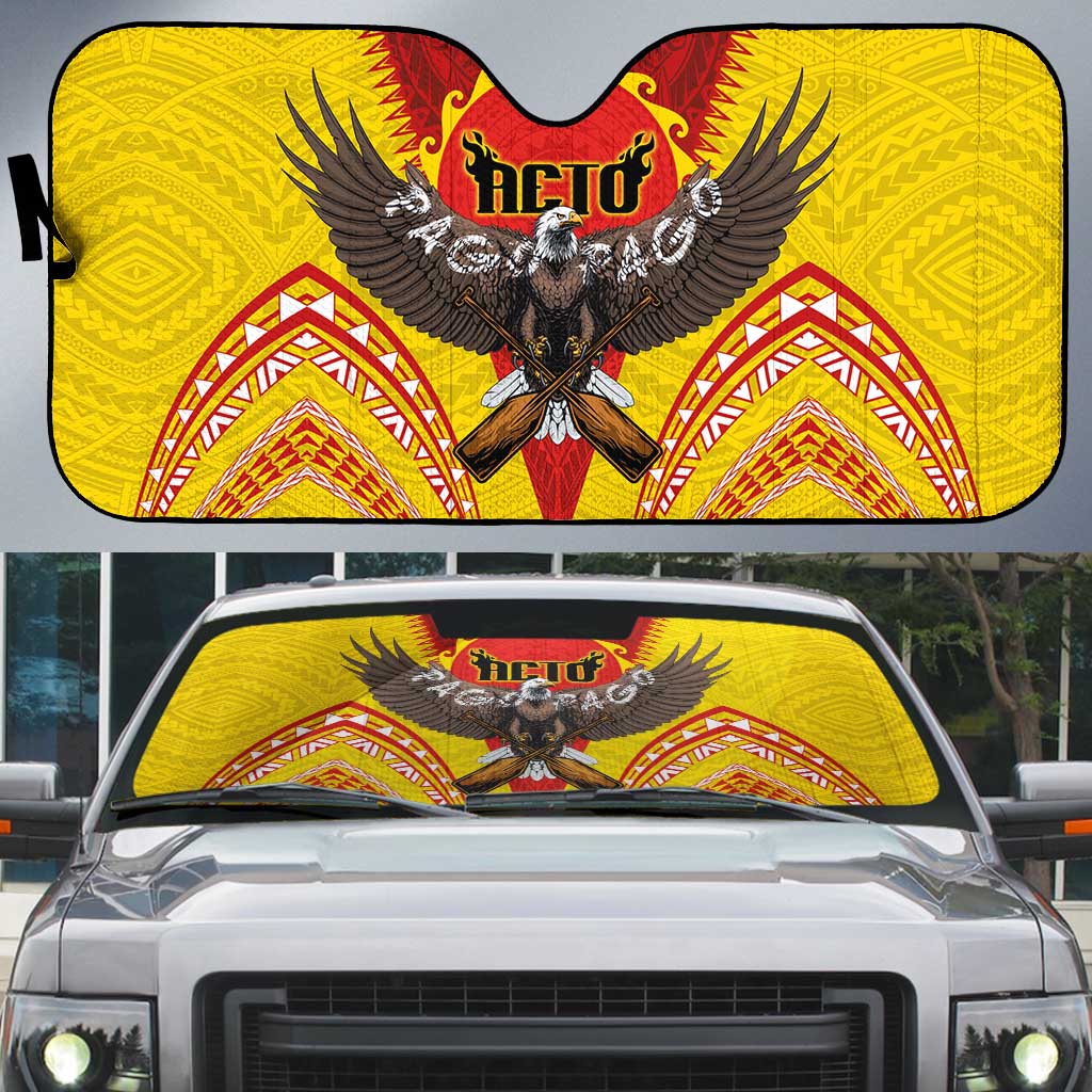 American Samoa Fautasi Race Auto Sun Shade Pago Pago-Aeto Samoan Tattoo and Eagle