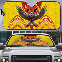 American Samoa Fautasi Race Auto Sun Shade Pago Pago-Aeto Samoan Tattoo and Eagle