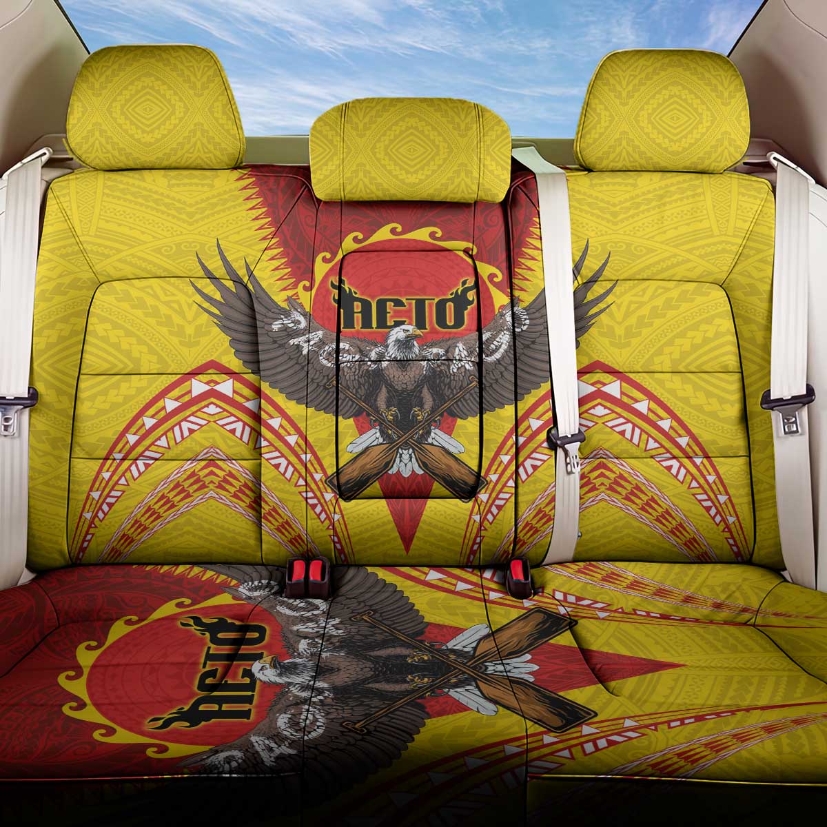 American Samoa Fautasi Race Back Car Seat Cover Pago Pago-Aeto Samoan Tattoo and Eagle