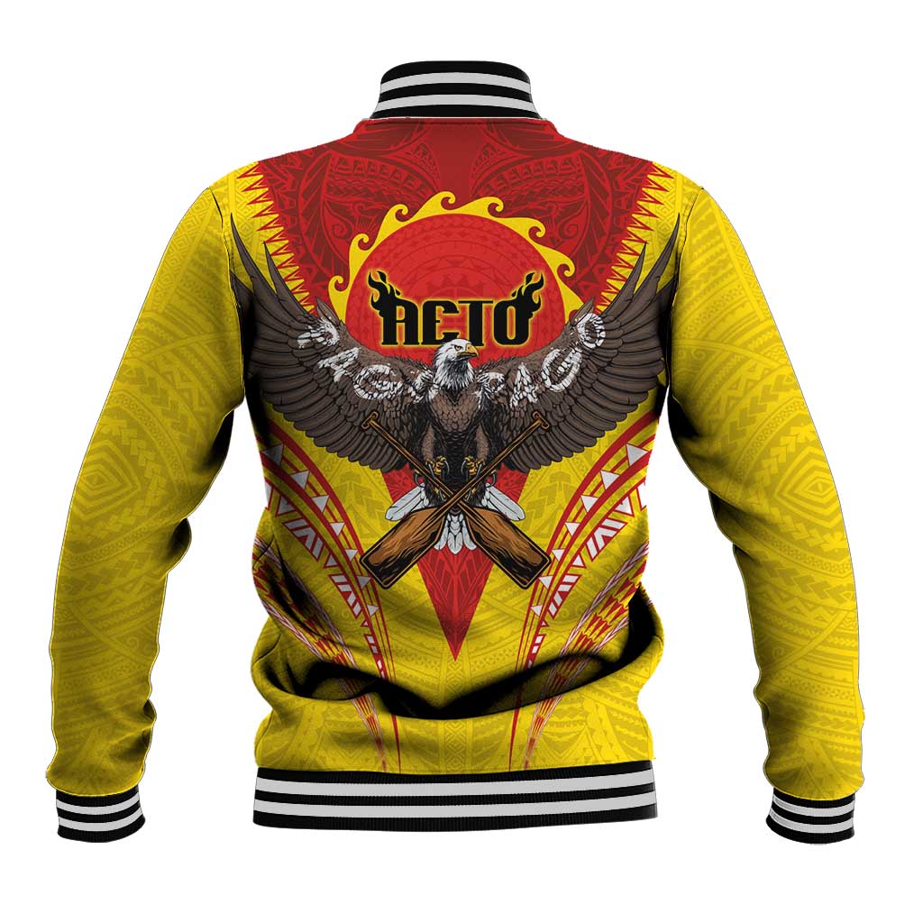 American Samoa Fautasi Race Baseball Jacket Pago Pago-Aeto Samoan Tattoo and Eagle LT03 - Polynesian Pride