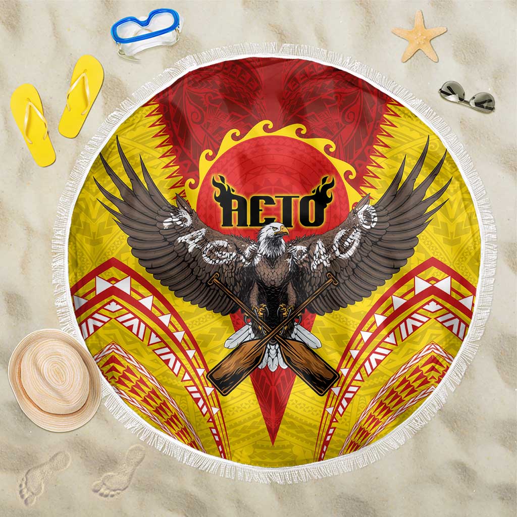 American Samoa Fautasi Race Beach Blanket Pago Pago-Aeto Samoan Tattoo and Eagle
