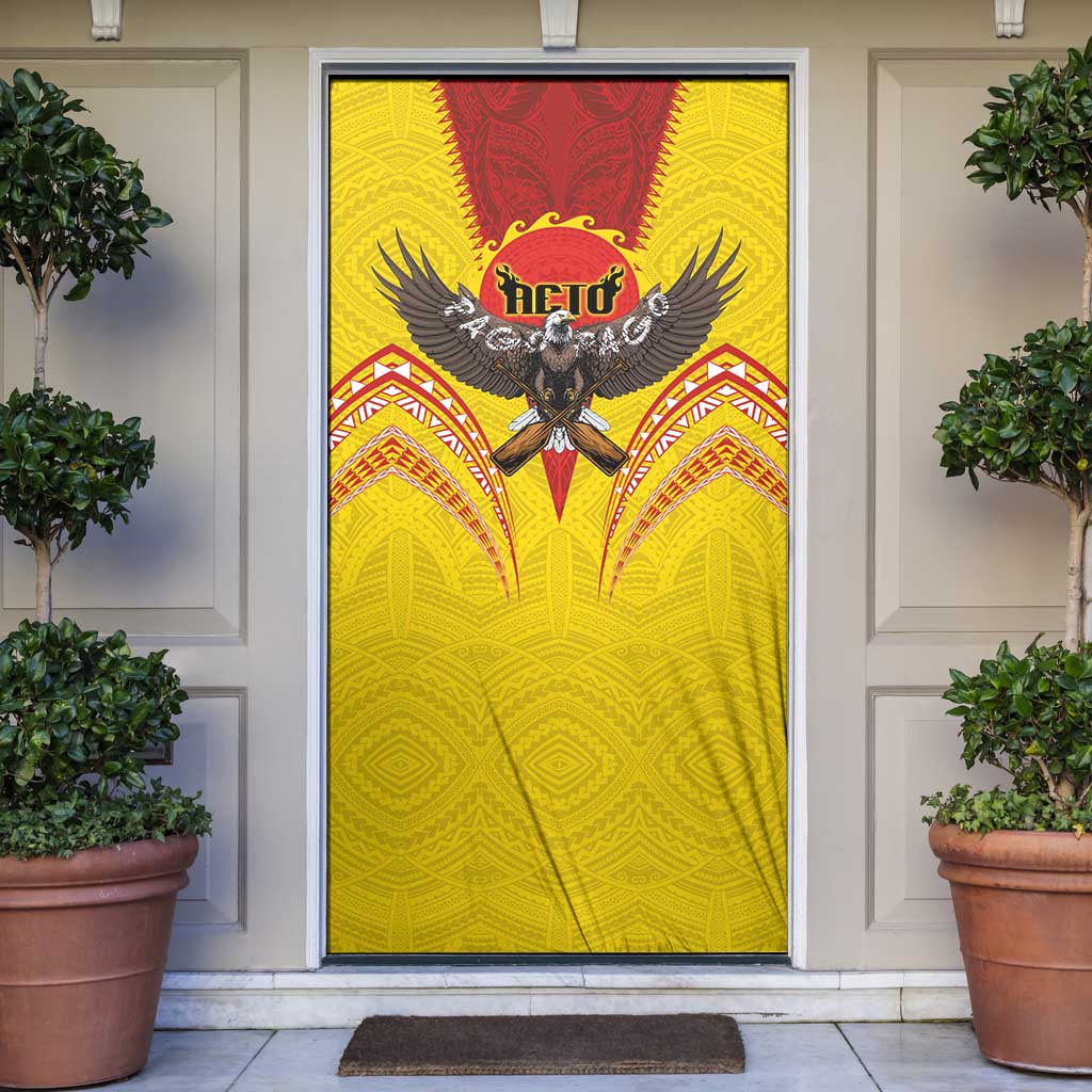 American Samoa Fautasi Race Door Cover Pago Pago-Aeto Samoan Tattoo and Eagle