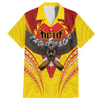 American Samoa Fautasi Race Family Matching Off The Shoulder Long Sleeve Dress and Hawaiian Shirt Pago Pago-Aeto Samoan Tattoo and Eagle LT03 Dad's Shirt - Short Sleeve Yellow - Polynesian Pride