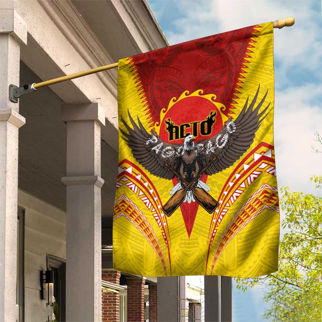 American Samoa Fautasi Race Garden Flag Pago Pago-Aeto Samoan Tattoo and Eagle LT03 House Flag Yellow - Polynesian Pride