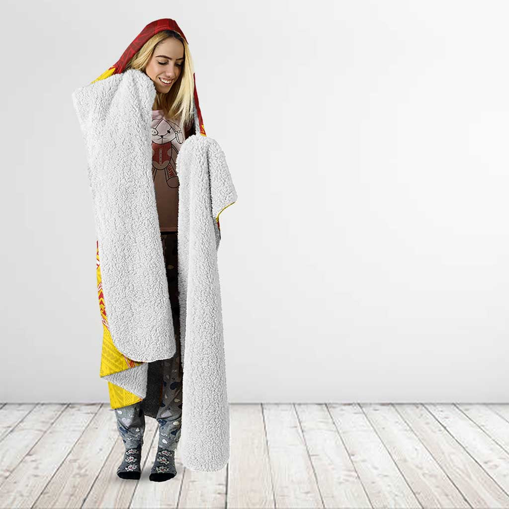 American Samoa Fautasi Race Hooded Blanket Pago Pago-Aeto Samoan Tattoo and Eagle LT03 - Polynesian Pride