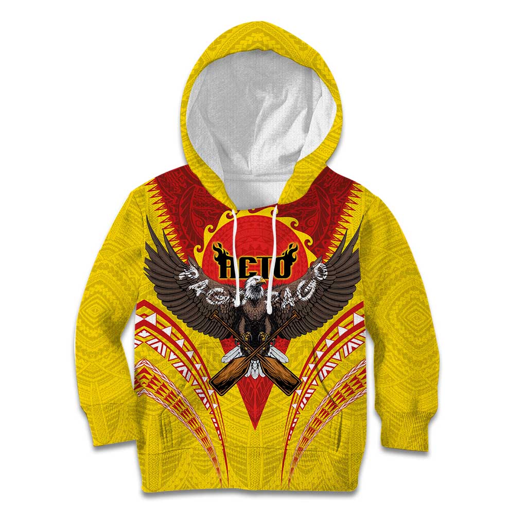 American Samoa Fautasi Race Kid Hoodie Pago Pago-Aeto Samoan Tattoo and Eagle