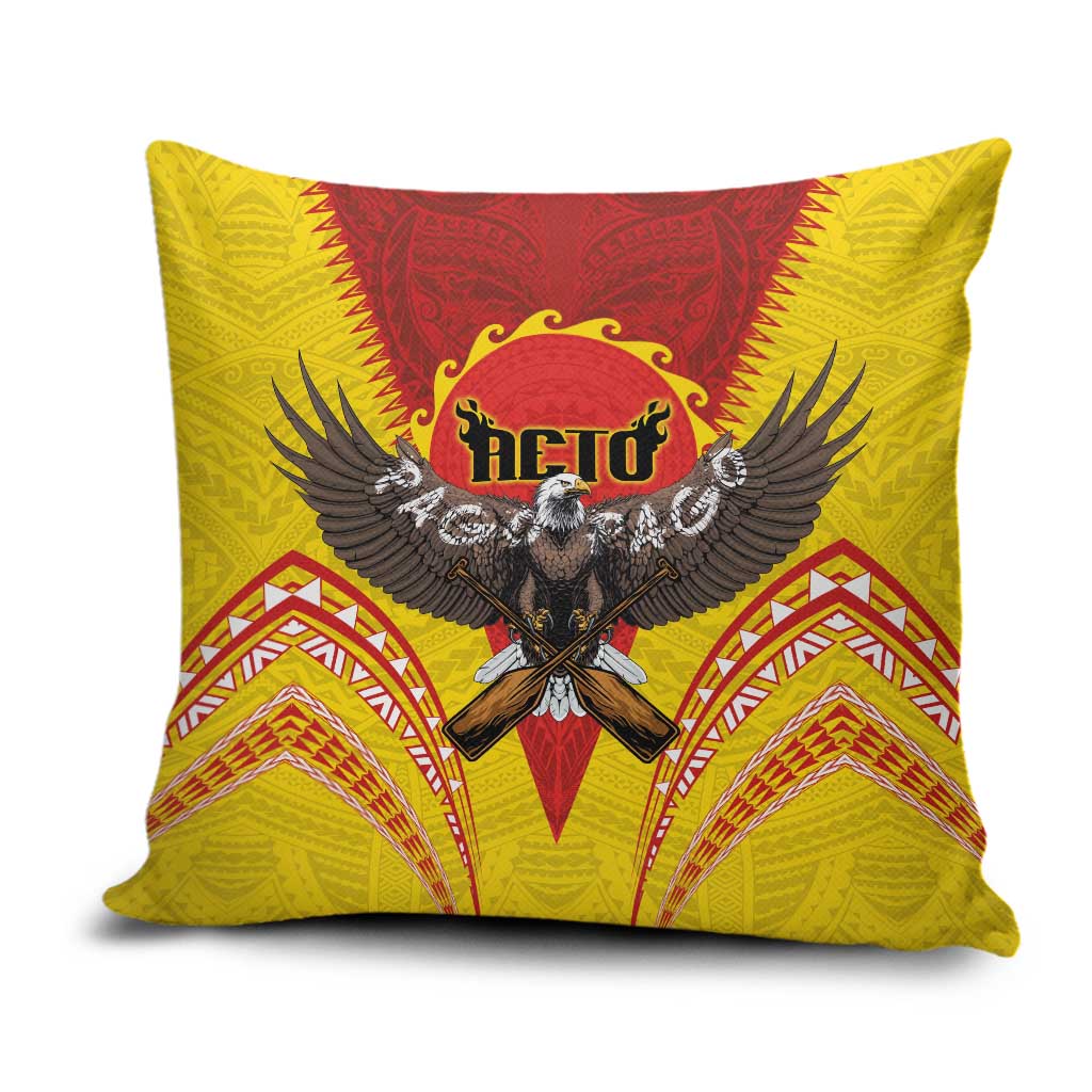 American Samoa Fautasi Race Pillow Cover Pago Pago-Aeto Samoan Tattoo and Eagle