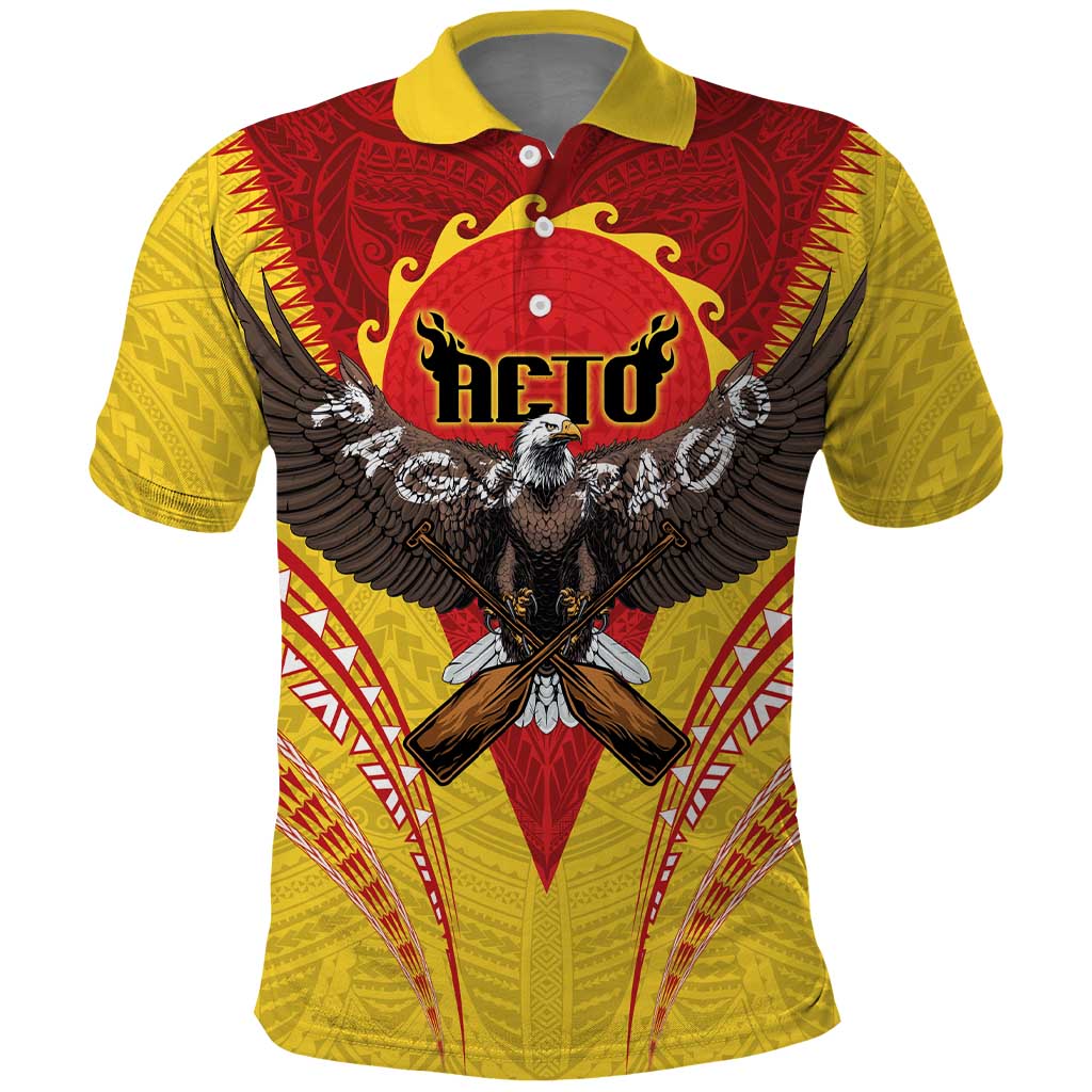 American Samoa Fautasi Race Polo Shirt Pago Pago-Aeto Samoan Tattoo and Eagle