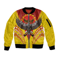 American Samoa Fautasi Race Sleeve Zip Bomber Jacket Pago Pago-Aeto Samoan Tattoo and Eagle