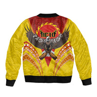 American Samoa Fautasi Race Sleeve Zip Bomber Jacket Pago Pago-Aeto Samoan Tattoo and Eagle
