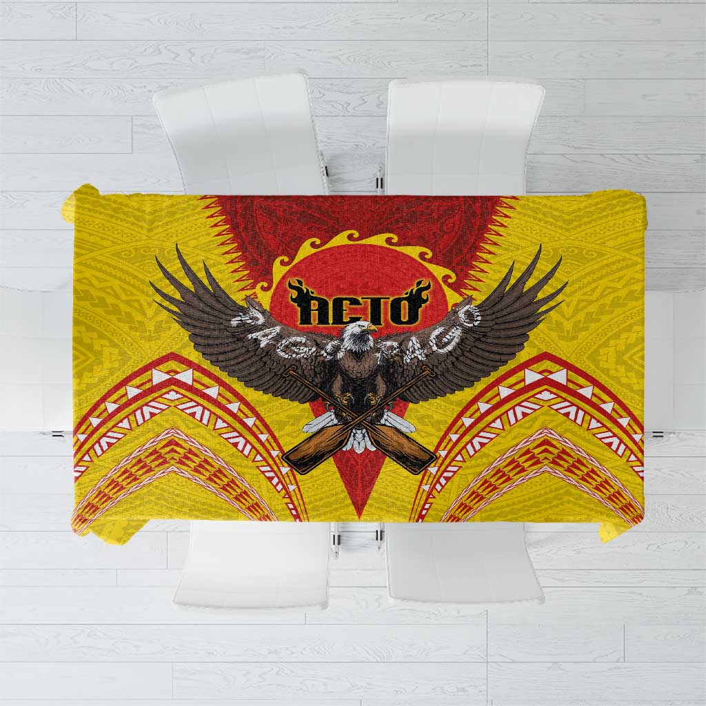 American Samoa Fautasi Race Tablecloth Pago Pago-Aeto Samoan Tattoo and Eagle