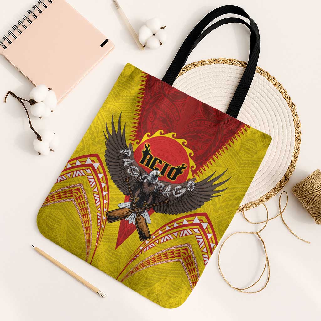 American Samoa Fautasi Race Tote Bag Pago Pago-Aeto Samoan Tattoo and Eagle
