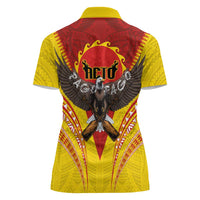 American Samoa Fautasi Race Women Polo Shirt Pago Pago-Aeto Samoan Tattoo and Eagle