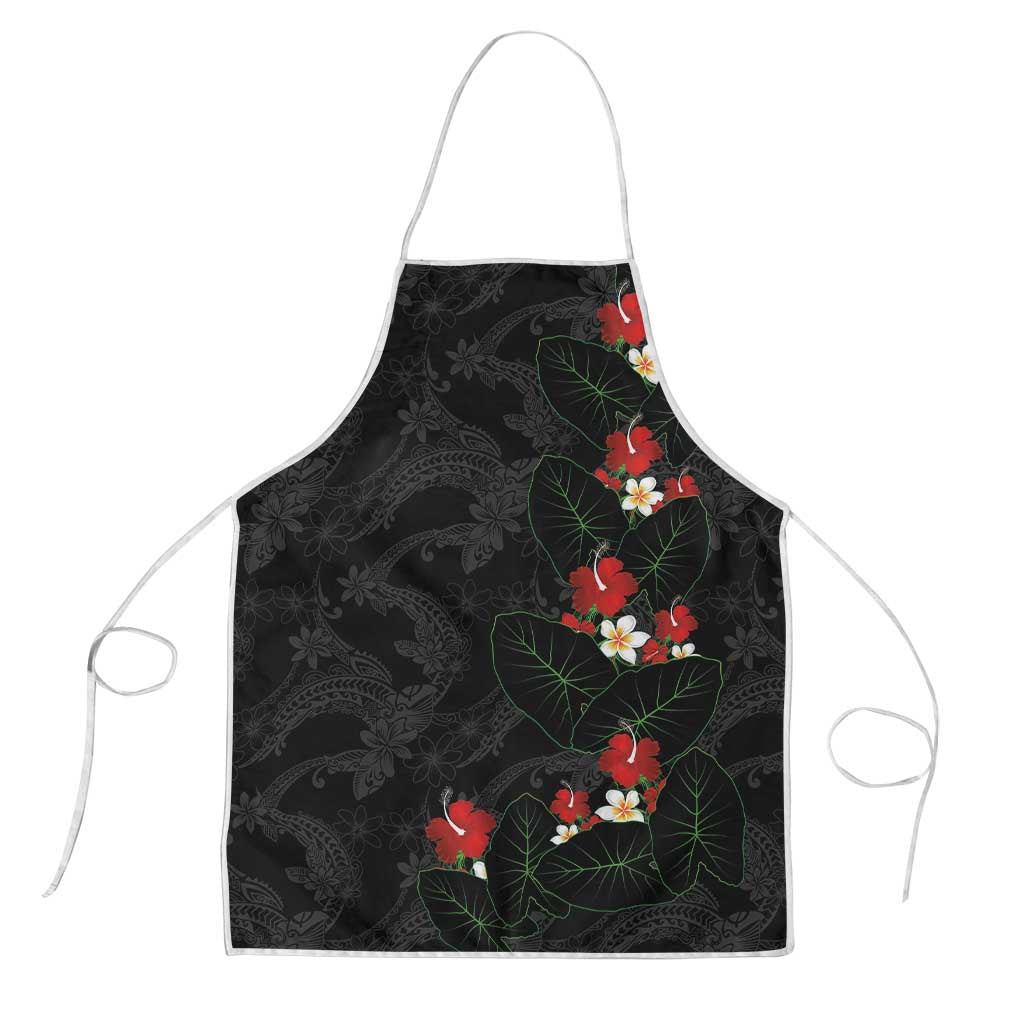 Hawaiian Taro Leaves-Hibiscus and Plumeria Apron Floral Tribal Tattoo Motif