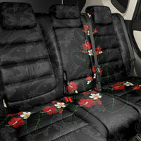 Hawaiian Taro Leaves-Hibiscus and Plumeria Back Car Seat Cover Floral Tribal Tattoo Motif