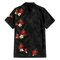 Hawaiian Taro Leaves-Hibiscus and Plumeria Family Matching Short Sleeve Bodycon Dress and Hawaiian Shirt Floral Tribal Tattoo Motif LT03 - Polynesian Pride