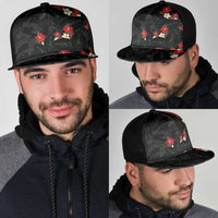 Hawaiian Taro Leaves-Hibiscus and Plumeria Mesh Trucker Cap Floral Tribal Tattoo Motif