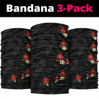 Hawaiian Taro Leaves-Hibiscus and Plumeria Neck Gaiter Floral Tribal Tattoo Motif