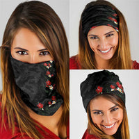 Hawaiian Taro Leaves-Hibiscus and Plumeria Neck Gaiter Floral Tribal Tattoo Motif
