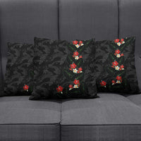 Hawaiian Taro Leaves-Hibiscus and Plumeria Pillow Cover Floral Tribal Tattoo Motif