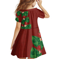 Hawaiian Taro Leaves-Hibiscus and Plumeria Family Matching Summer Maxi Dress and Hawaiian Shirt Polynesian Art-Kakau Tattoo Red